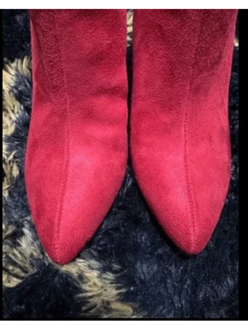 Women's Red Dream Pairs Red Suede Ankle Boots With Zipper Size 5